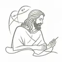 jesus is thinking about math formulas flowing tattoo design idea