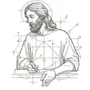 jesus is thinking about math formulas flowing tattoo design idea