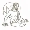 jesus is thinking about math formulas flowing tattoo design idea