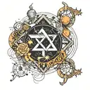 God is thinking about math formulas forming the shape tattoo design idea