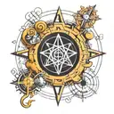 God is thinking about math formulas forming the shape tattoo design idea