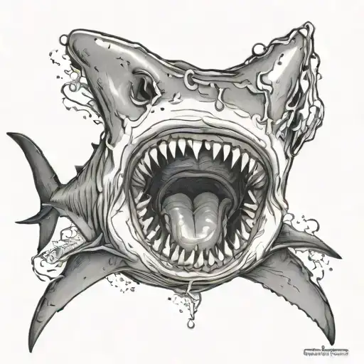 shark mouth open tattoo design idea