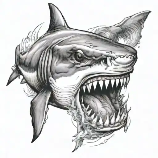 shark mouth on hand  tattoo design idea