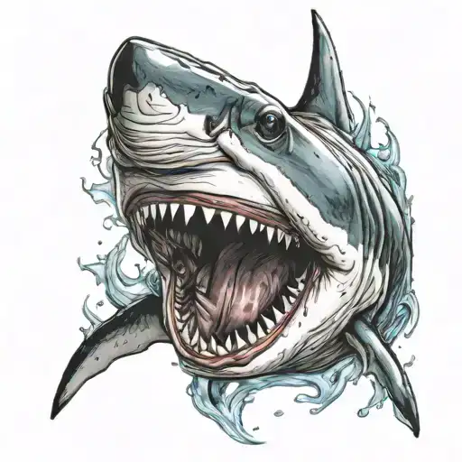 shark mouth wide open tattoo design idea