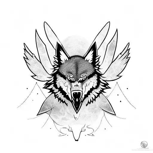 crow wolf  tattoo design idea