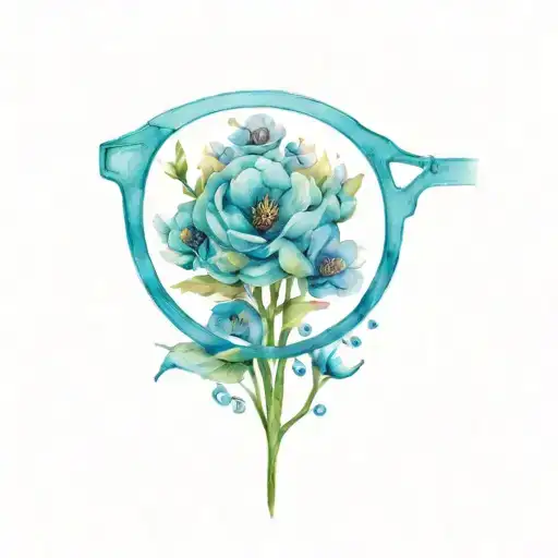 front of eyeglass with flower bouquet tattoo design idea