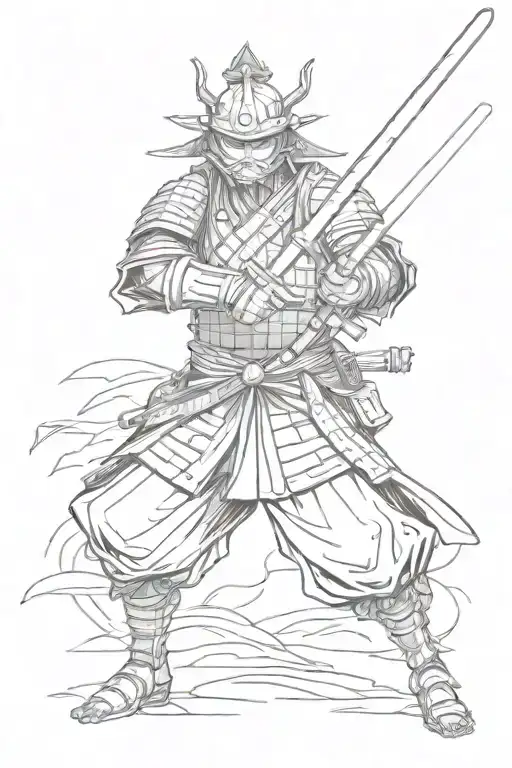 forg samurai warrior wielding a sword tattoo design idea