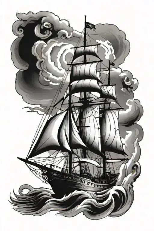 sail boat sailing tattoo design idea