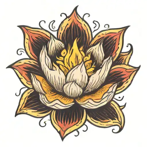 Lotus on fire tattoo design idea