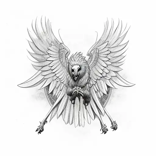 griffin with open wings tattoo design idea