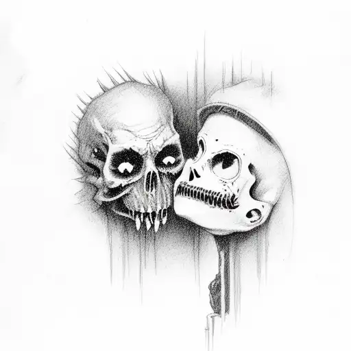 the undead kiss tattoo design idea