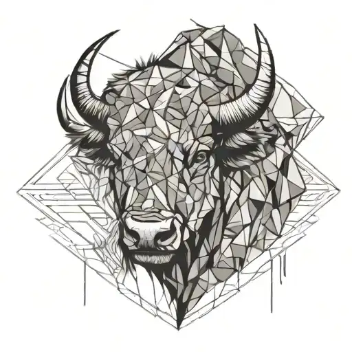 buffalo head emerging tattoo design idea