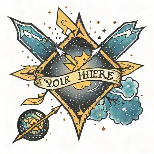 milky way galaxy with arrow showing "you are here" tattoo design idea