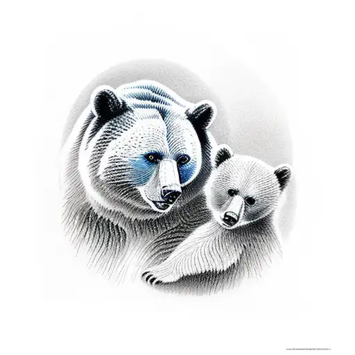 mother bear and cub tattoo design idea