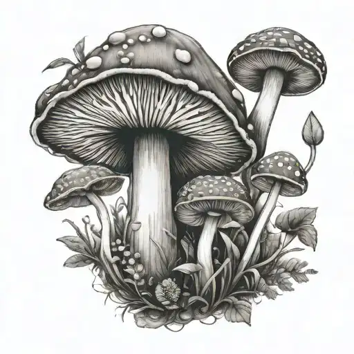 magic mushroom  tattoo design idea