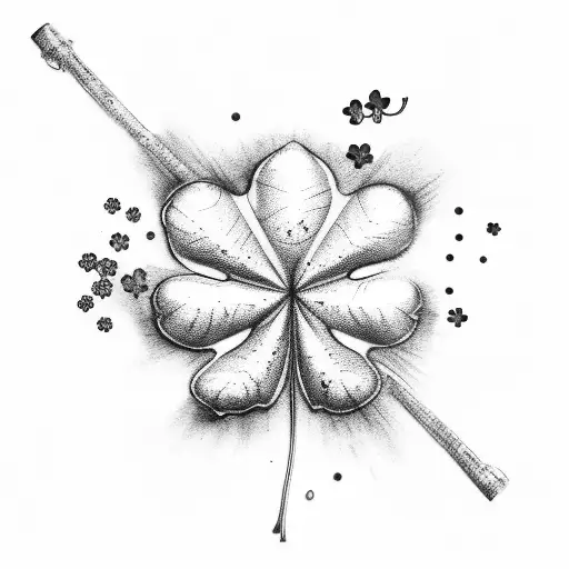 four leaf clover And Maple Leaf tattoo design idea
