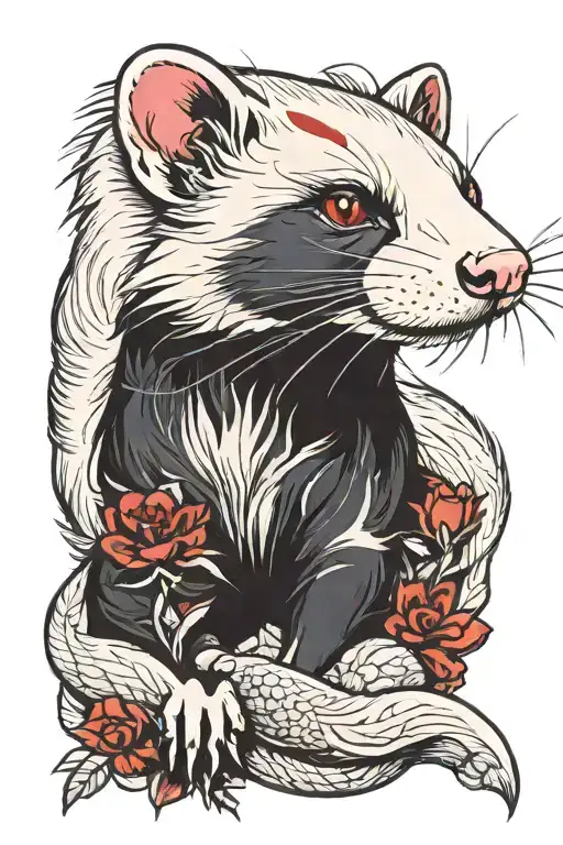 an albino ferret with red eyes  tattoo design idea