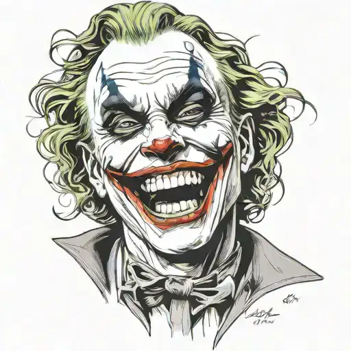joker heath ledger joker laughing tattoo design idea
