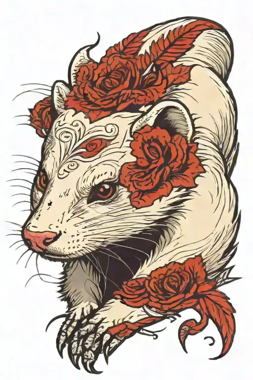 an albino ferret with red eyes  tattoo design idea