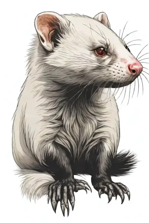 an albino ferret with red eyes tattoo design idea