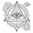 eye tattoo, triangle, chakra symbols tattoo design idea