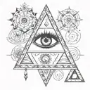 eye tattoo, triangle, chakra symbols tattoo design idea