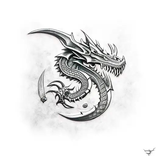 skyrim dragón logo tattoo design idea
