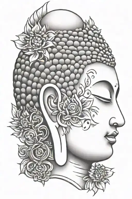 buddha face tattoo design idea