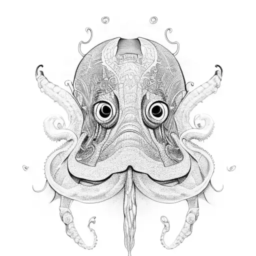 humanoid cuttlefish tattoo design idea