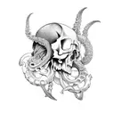 cuttlefish with a human skull  tattoo design idea