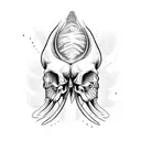 cuttlefish with a human skull  tattoo design idea