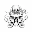 cuttlefish with a human skull  tattoo design idea