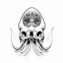 cuttlefish with a human skull  tattoo design idea