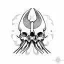 cuttlefish with a human skull  tattoo design idea