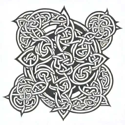A Celtic knotwork design with symbols representing family and cultural background tattoo design idea