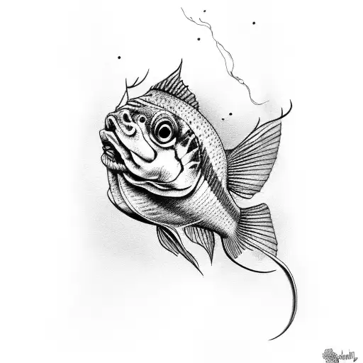 half dead fish smoking joint  tattoo design idea