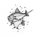 half dead fish smoking joint  tattoo design idea