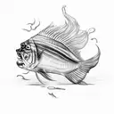 half dead fish smoking joint  tattoo design idea