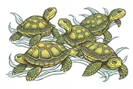 turtles swimming together tattoo design idea