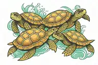 turtles swimming together tattoo design idea