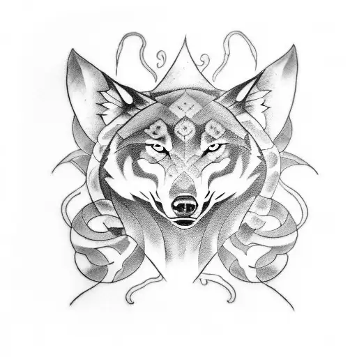 Design a tattoo that merges your favorite things - a wolf, a snake, and a skull. Incorporate elements from each into a unique and captivating composition that represents your interests. tattoo design idea