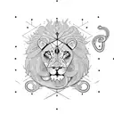 A lion and snake intertwined in a chessboard pattern tattoo design idea