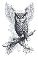 owl, skull, voodoo doctor, ronin tattoo design idea