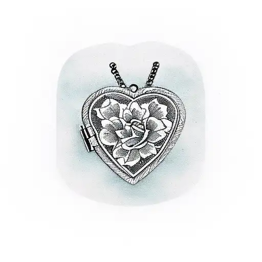 heart locket with roses tattoo design idea