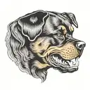 growling rottweiler sideview tattoo design idea