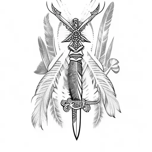 Poster Winged sword tribal tattoo - PIXERS.US