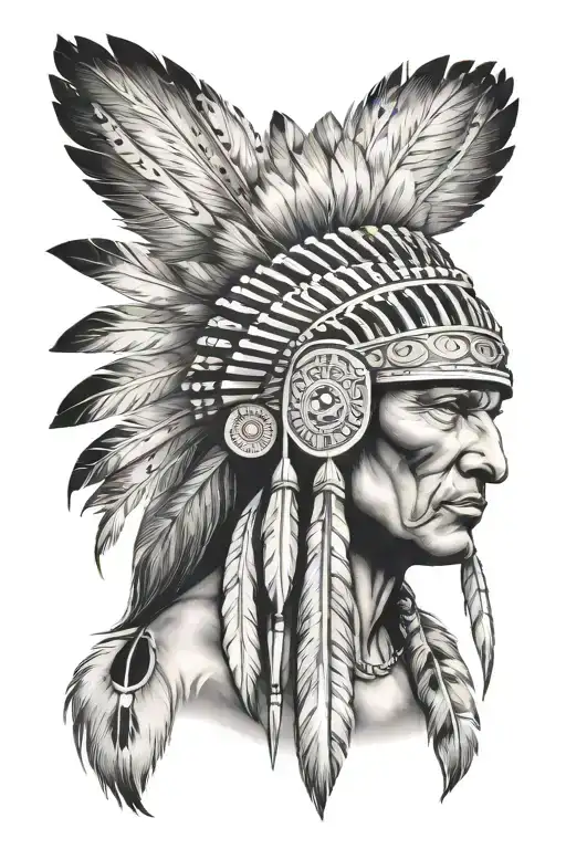 Indian chief grizzly bear Choctaw  tattoo design idea
