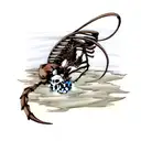 skeleton fish with scorpion  tattoo design idea