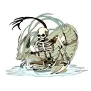 skeleton fish with scorpion  tattoo design idea