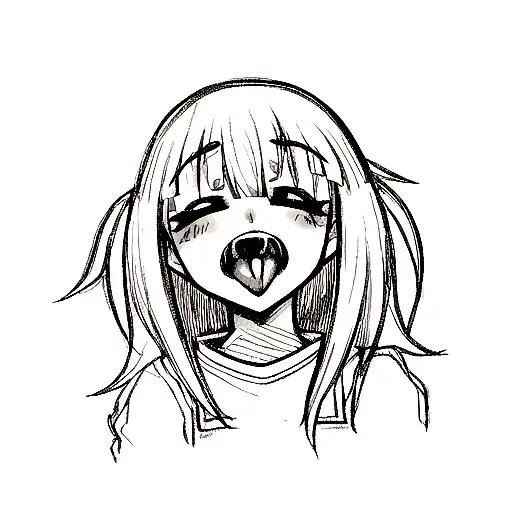 girl ahegao tattoo design idea